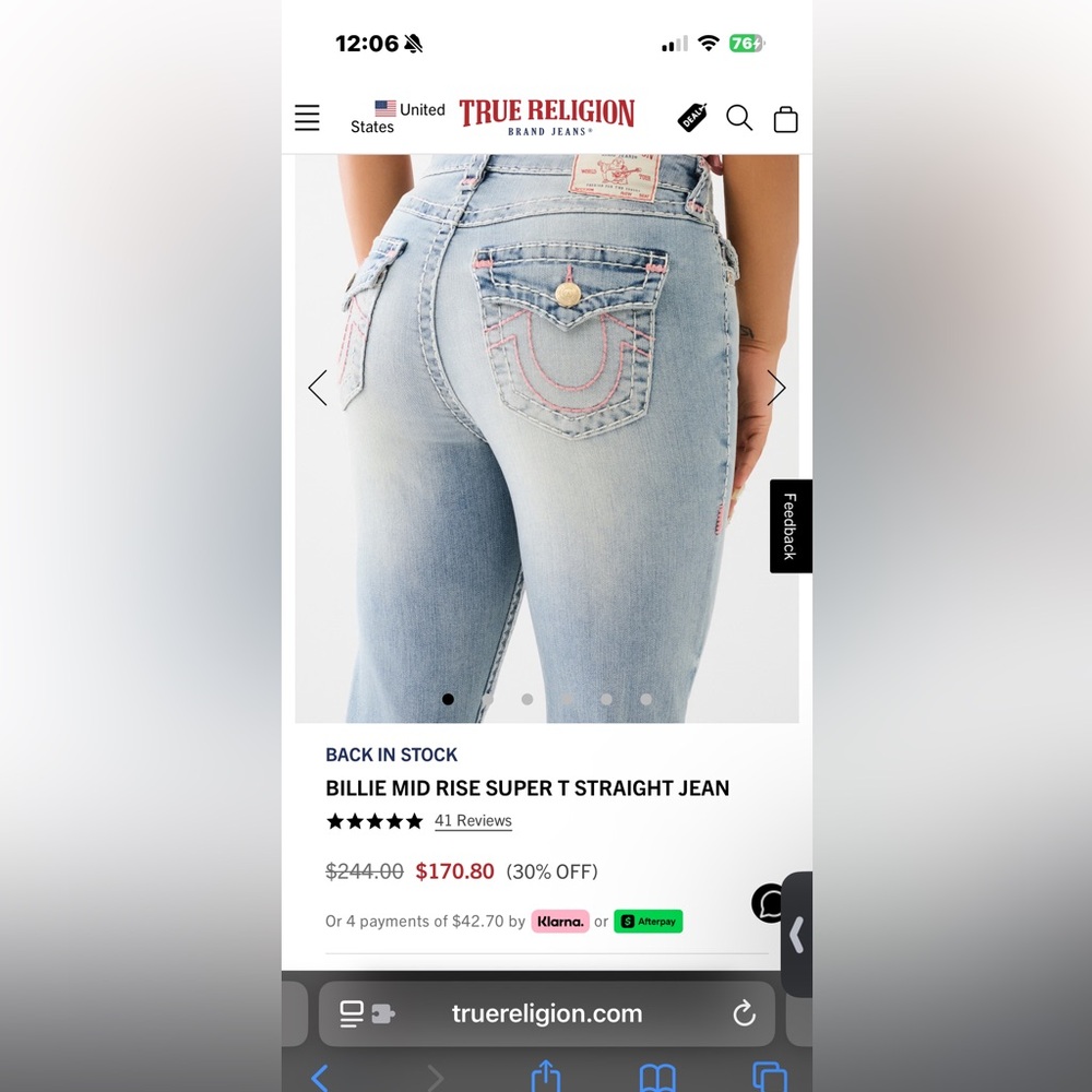 Light Blue Denim Jeans BILLIE MID RISE SUPER T STRAIGHT JEAN